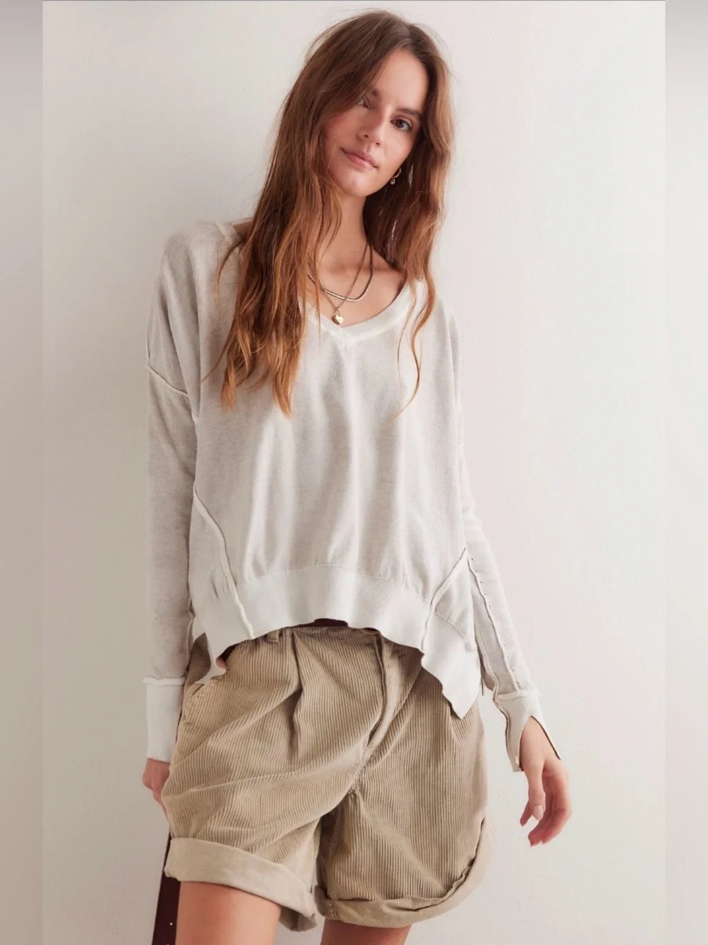 FREE PEOPLE We The Free Gibson V-Neck Pullover TOP